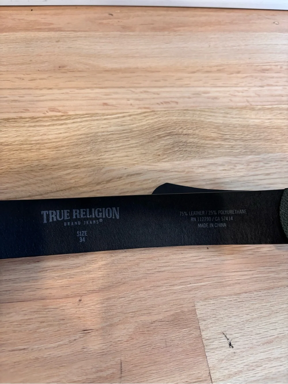 True Religion camouflage horseshoe buckle belt size 34